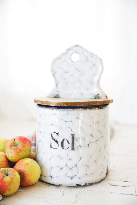 French Enamelware Salt Keeper