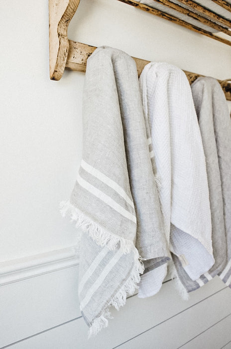 Grey Stripe Belgian Guest Towel
